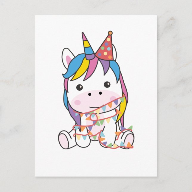 Postal Festiva Cumpleaños Unicornio Para Los Niños Feriado De Cum (Anverso)
