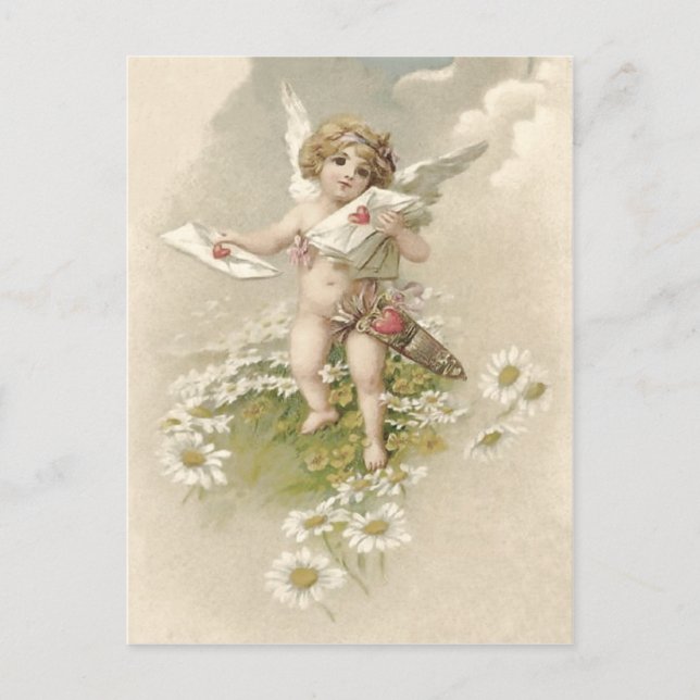 Postal Festiva Cupid Cherub Angel Valentine Daisy (Anverso)