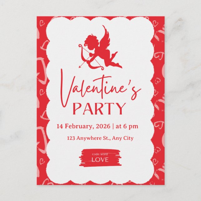 Postal Festiva ​"Cupid’s Arrow" – Vibrant Modern Valentine’s Part (Anverso)