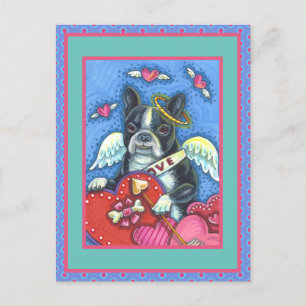 POSTAL FESTIVA CUPIDO DE BOSTÓN BÁSICO, VALENTINA DE PERRO CORTAD