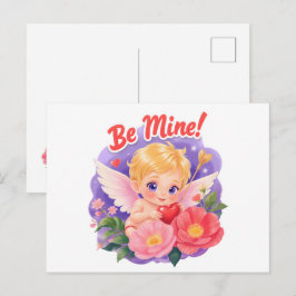 Postal Festiva Cúpido lindo del día de San Valentín con "Sé Mío"