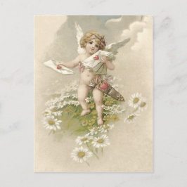 Postal Festiva Cupido Querubín Ángel San Valentín Margarita