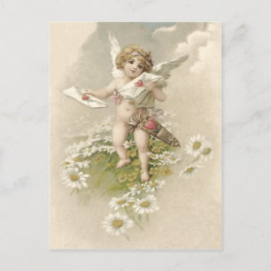 Postal Festiva Cupido Querubín Ángel San Valentín Margarita