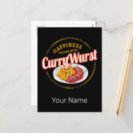 Postal Festiva Currywurst Retro Sausage Vintage Fries Francesas