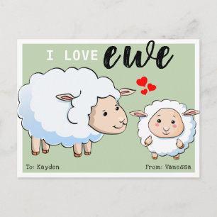 Postal Festiva Curso 'I love Ewe' niños en aula Valentín