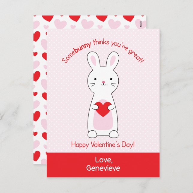 Postal Festiva Curte Bunny Class Valentines (Anverso / Reverso)
