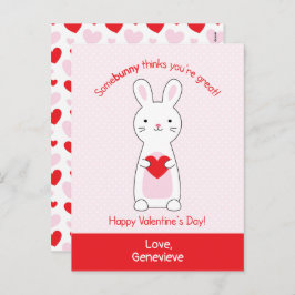 Postal Festiva Curte Bunny Class Valentines