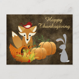 Postal Festiva Curte Fox Woodland Animals Golden Thankding