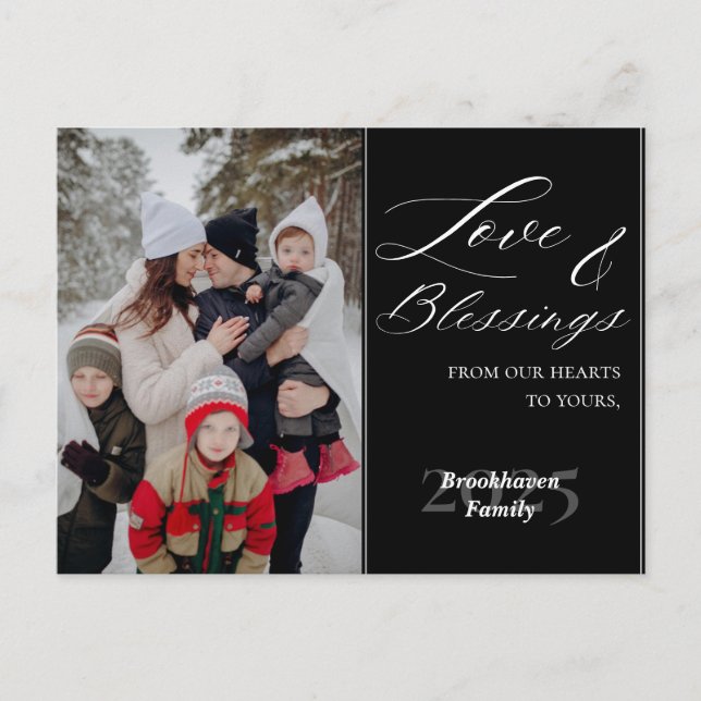 Postal Festiva Custom 1 Photo Luxurious Script Family Name Year (Anverso)