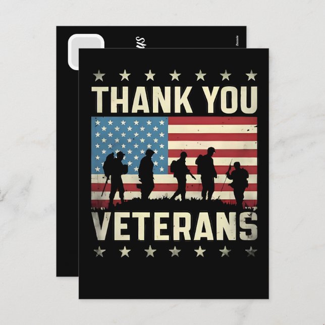 Postal Festiva Custom Happy Veterans Day! Thank You Cards 2025 (Anverso / Reverso)
