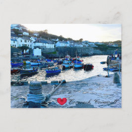Postal Festiva Custom Heart Coverack Harbour Dusk Cornwall Photo