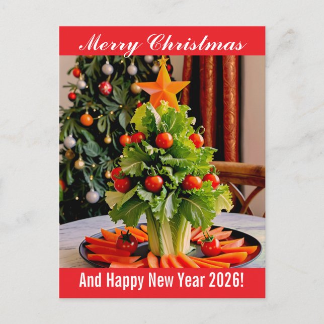 Postal Festiva Custom Vegetables Christmas Tree, Lettuce Leaves  (Anverso)