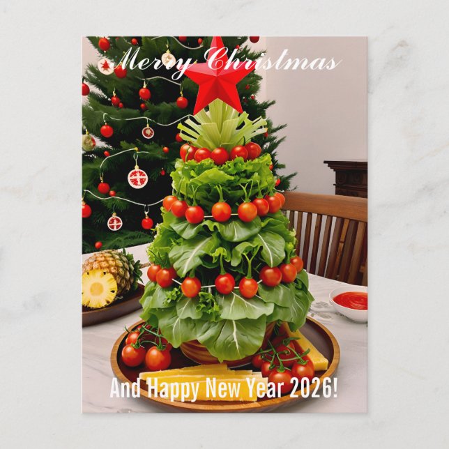 Postal Festiva Custom Vegetables Christmas Tree, Lettuce Leaves  (Anverso)