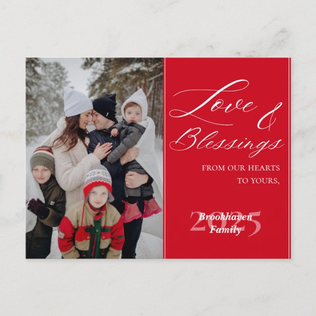 Postal Festiva Customized Family Name 1 Photo Year Elegant Script (Anverso)