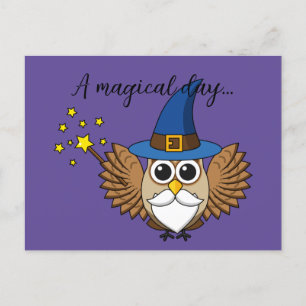Postal Festiva Cute a Merlin el Personalizado Lechuza Mago Añad