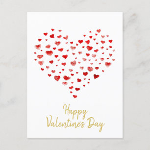Postal Festiva Cute acuarela Corazón de Feliz Día de San Valentín