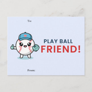Postal Festiva Cute Baseball Classroom Valentine Card