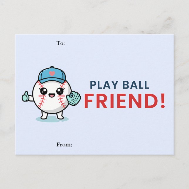 Postal Festiva Cute Baseball Classroom Valentine Card (Anverso)