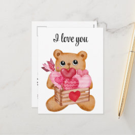 Postal Festiva Cute bear in love full of love