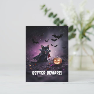 Postal Festiva Cute Black Cat Vampire Halloween