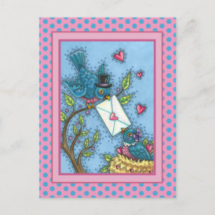 POSTAL FESTIVA CUTE BLUEBIRD SWEETHEARD, AMOR DE LA VALENTINA DE 