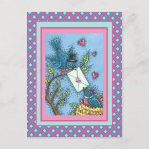 POSTAL FESTIVA CUTE BLUEBIRD SWEETHEARD, AMOR DE LA VALENTINA DE 
