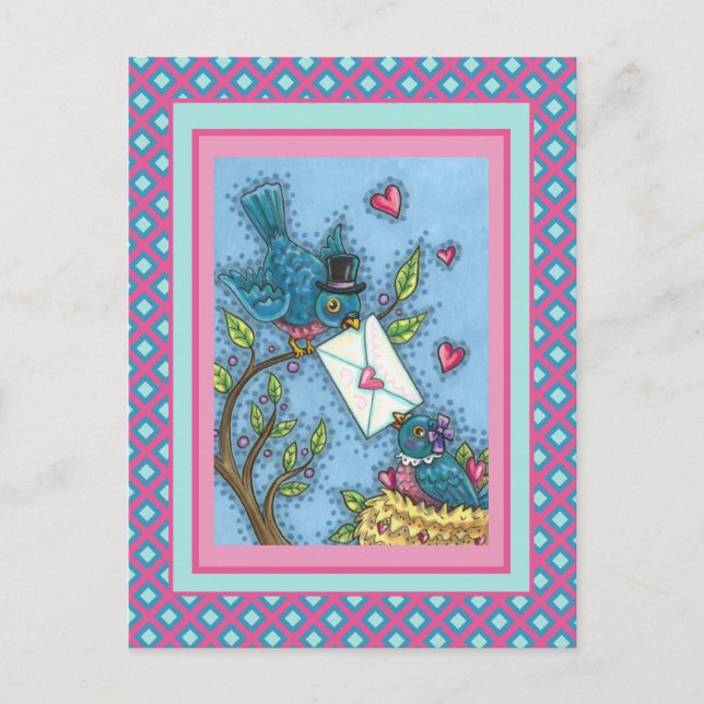 POSTAL FESTIVA CUTE BLUEBIRD SWEETHEARD, AMOR DE LA VALENTINA DE  (Anverso)