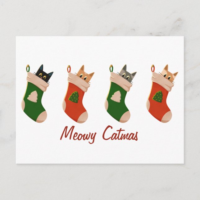 Postal Festiva Cute Christmas cat greetings (Anverso)
