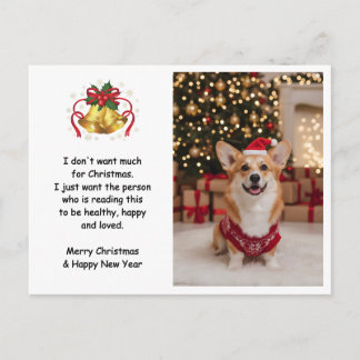 Postal Festiva Cute Christmas Corgi Dog Custom Photo