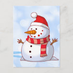 Postal Festiva Cute Christmas Snowman<br><div class="desc">A cute Christmas snowman who is kind of chubby and jolly wearing  a striped scarf and a red christmas hat. Festive and fun.</div>