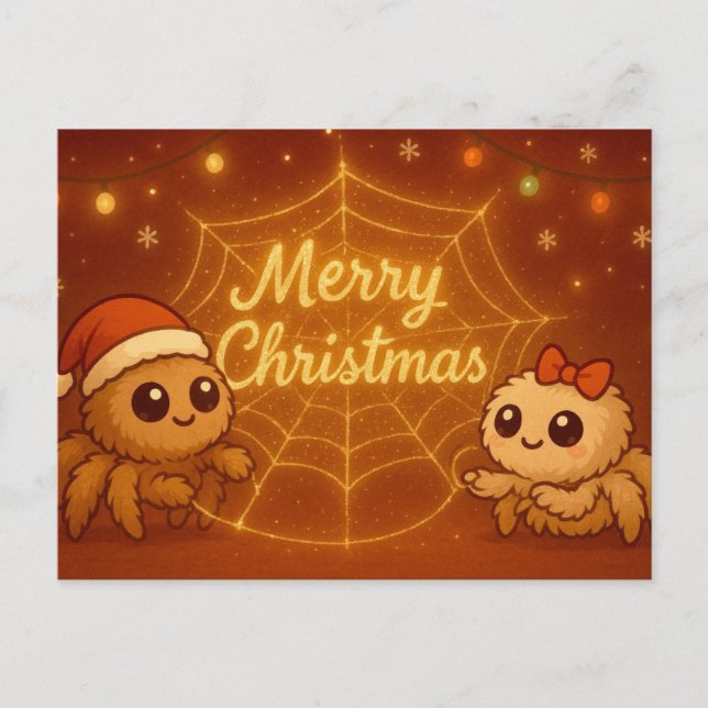 Postal Festiva Cute Christmas Spider Couple (Anverso)