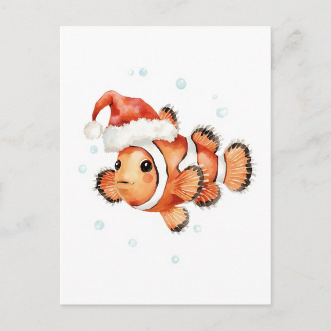 Postal Festiva Cute Clownfish in Santa Hat Xmas (Anverso)