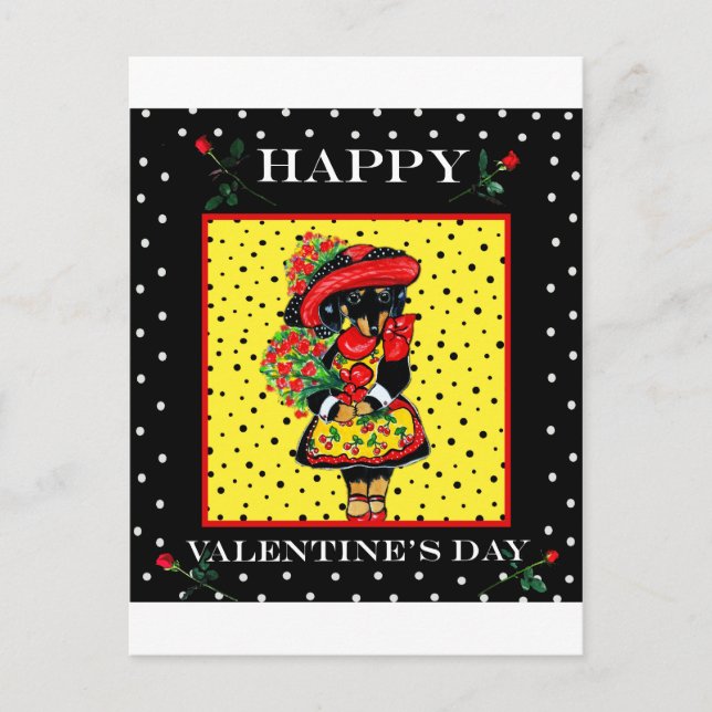 Postal Festiva Cute Doxie Valentine (Anverso)