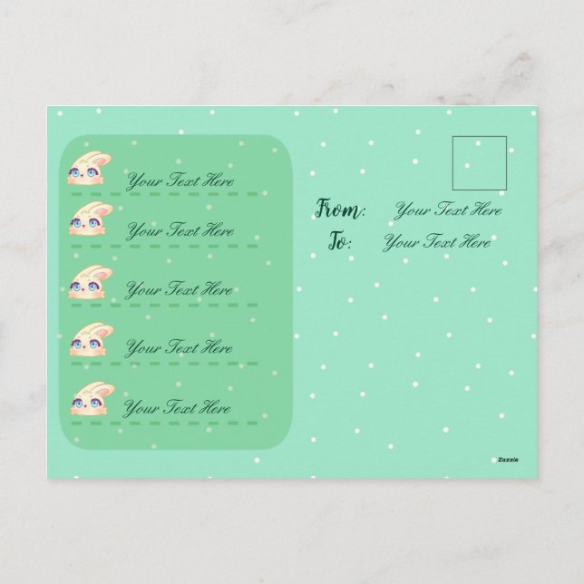 Postal Festiva Cute Easter Bunny Hugging Egg (Reverso)