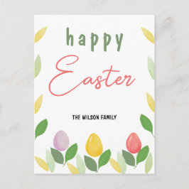 Postal Festiva Cute Easter Eggs Watercolor