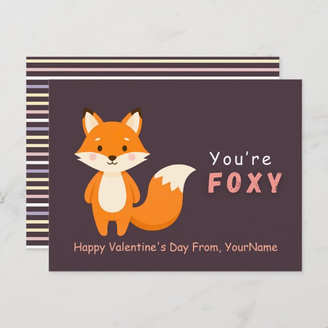 Postal Festiva Cute Fox Valentine’s Day Card – You’re Foxy (Anverso / Reverso)