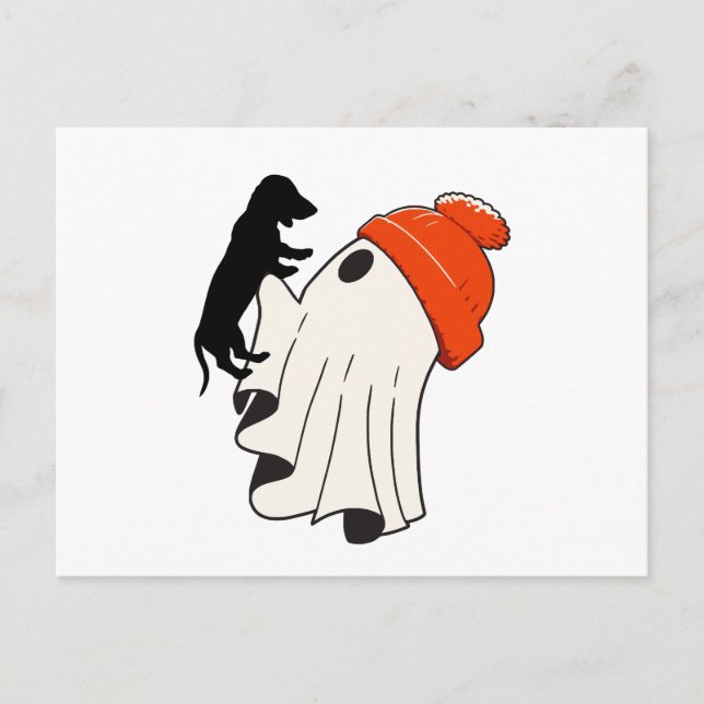 Postal Festiva Cute Ghost Dachshund Lover (Anverso)