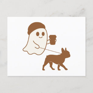 Postal Festiva Cute Ghost Walking Frenchie