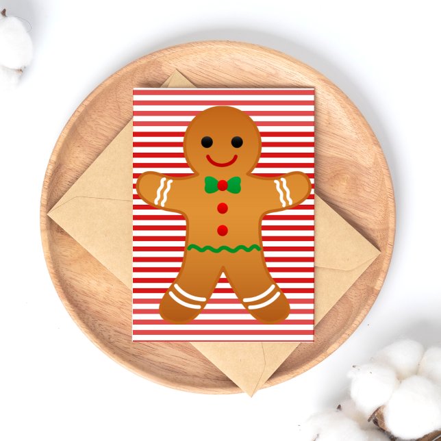 Postal Festiva Cute Gingerbread Man - Felices Fiestas Rojas (Subido por el creador)