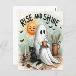 Postal Festiva Cute Halloween Fantasma Bebida Calabaza Spooky 202