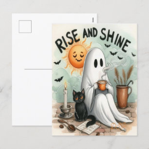 Postal Festiva Cute Halloween Fantasma Bebida Calabaza Spooky 202