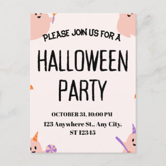 Postal Festiva Cute Halloween Party Invitation