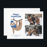 Postal Festiva Cute Hanukkah Sloth 2 Collage de fotos<br><div class="desc">Cute Hanukkah tarjetas de fotos personalizadas.</div>