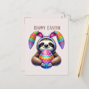 Postal Festiva Cute Happy Easter Sloth