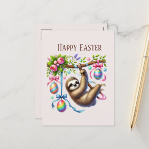 Postal Festiva Cute Happy Easter Sloth