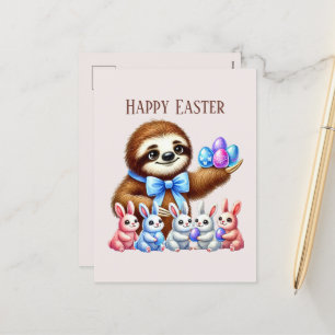 Postal Festiva Cute Happy Easter Sloth