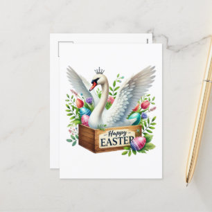 Postal Festiva Cute Happy Easter swan
