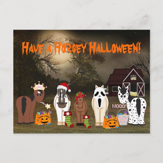 Postal Festiva Cute Have a Horsey Halloween Horse (Anverso)