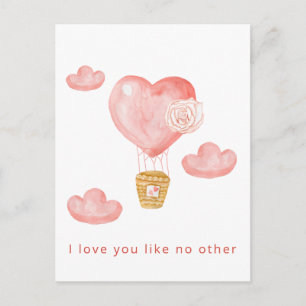 Postal Festiva Cute Hearts Hot Air Balloon Valentines Card