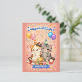 Postal Festiva Cute Kawaii Cat Congratulations Card Party Kitten